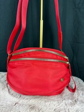 Gold Blush Red Nylon Bum Bag Crossbody Crescent Festival
